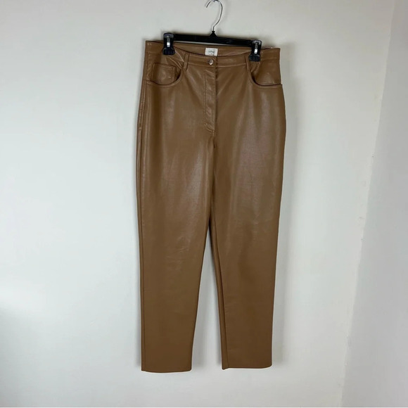Aritzia Wilfred The Melina Pant Vegan Leather Brown Size 12 - Picture 6 of 10